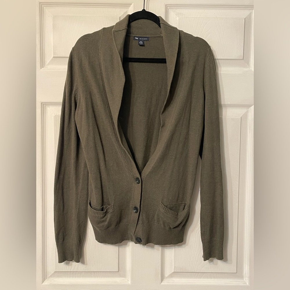 GAP Olive Green Button-Front Women's Cardigan